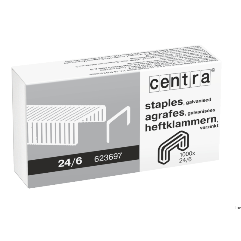 Zszywki Centra 24/6, opakowanie 1000 sztuk, galwanizowane do zszywaczy