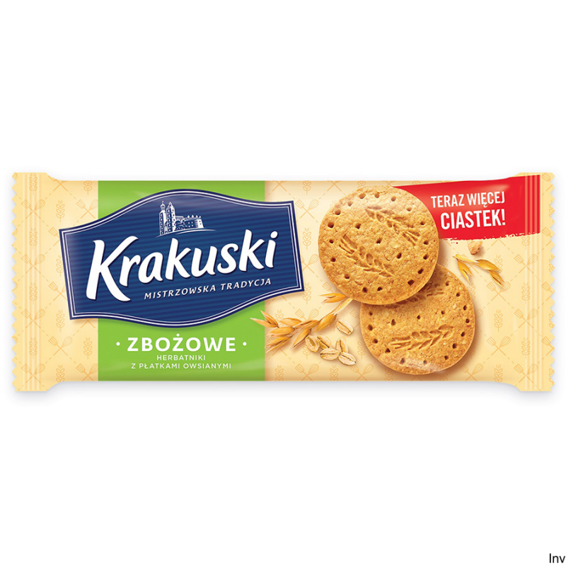 Krakuski Ciastka Zbożowe 201g z Mąki Pełnoziarnistej i Płatków Owsianych