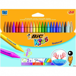 Kredki świecowe BIC Plastidecor 24 kolory dla dzieci powyżej 2 lat, nietoksyczne, odporne na złamanie