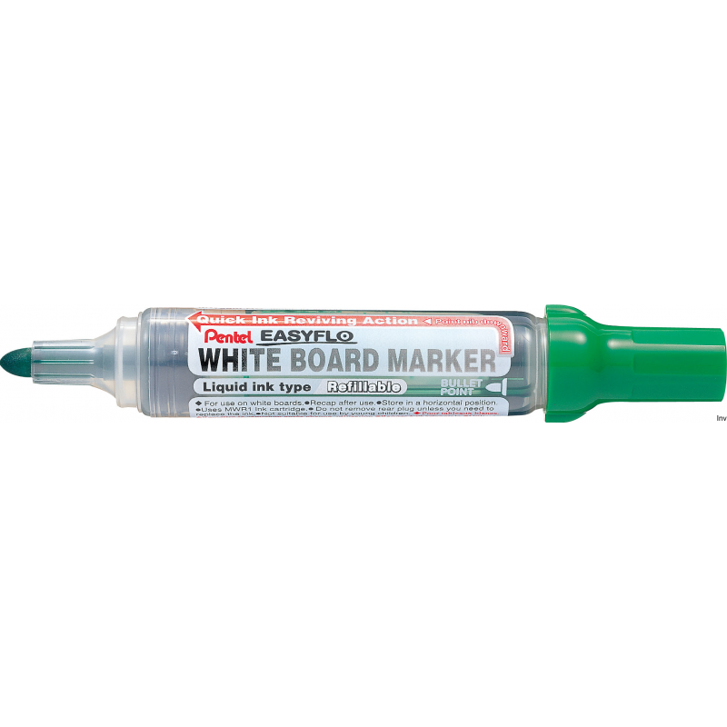 Marker zielony PENTEL MW50M-D z systemem ponownego napełniania do tablic, grubość końcówki 6 mm
