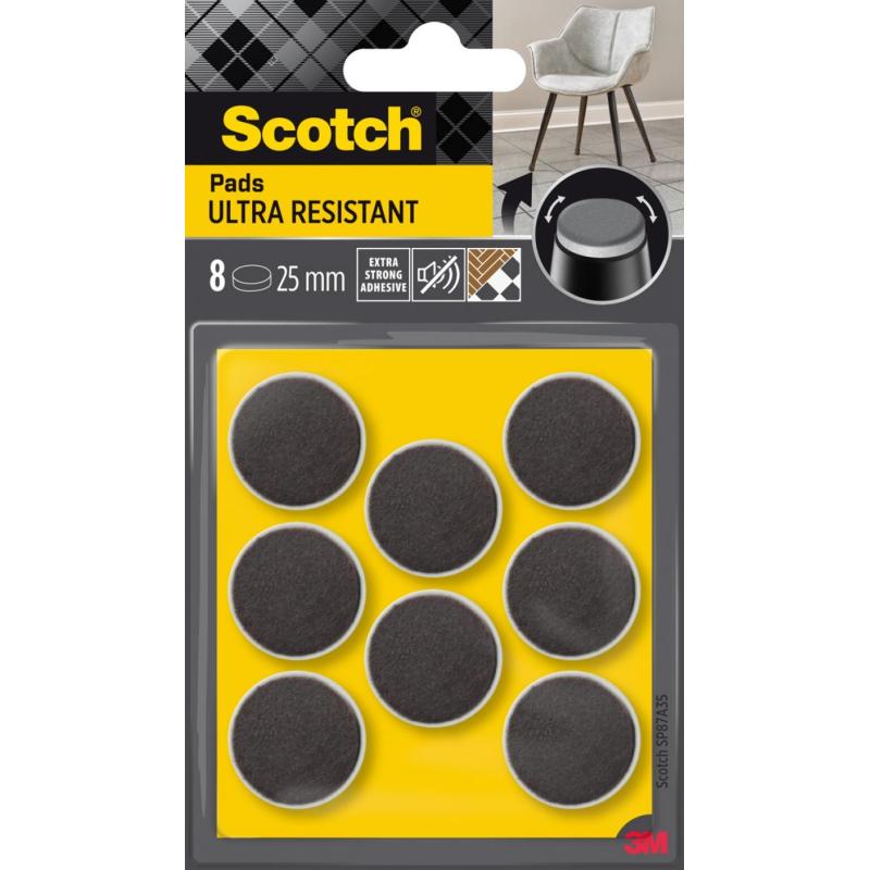 Ultra odporne podkładki filcowe SCOTCH, okrągłe, 25mm, 8 szt., czarno-białe