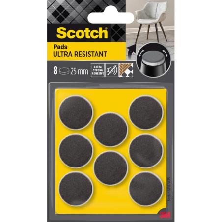 Ultra odporne podkładki filcowe SCOTCH, okrągłe, 25mm, 8 szt., czarno-białe