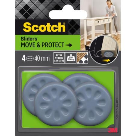Podkładki przylepne SCOTCH, max 300kg, okrągłe, 40mm, 4 szt., szare