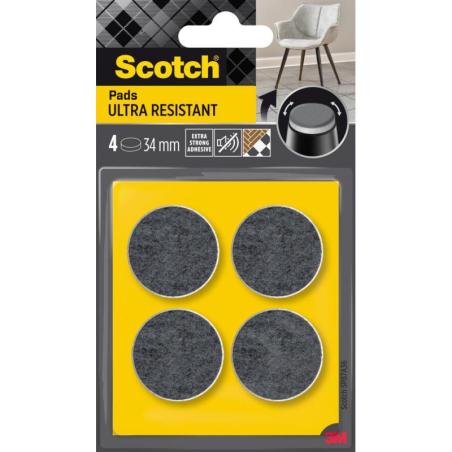 Podkładki przylepne SCOTCH, okrągłe, 34mm, 4 szt., czarno-białe
