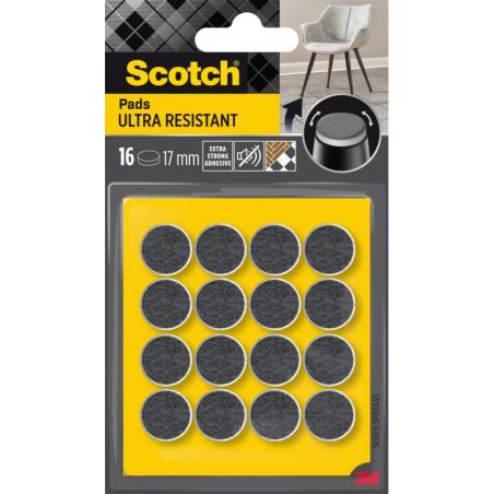 Ultra odporne podkładki filcowe SCOTCH, okrągłe, 17mm, 16 szt., czarno-białe