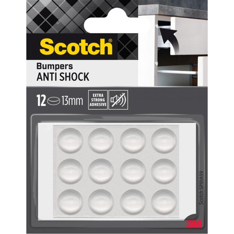 Odbojniki wygłuszające SCOTCH, samoprzylepne, okrągłe, 13mm, 12 szt., przezroczyste