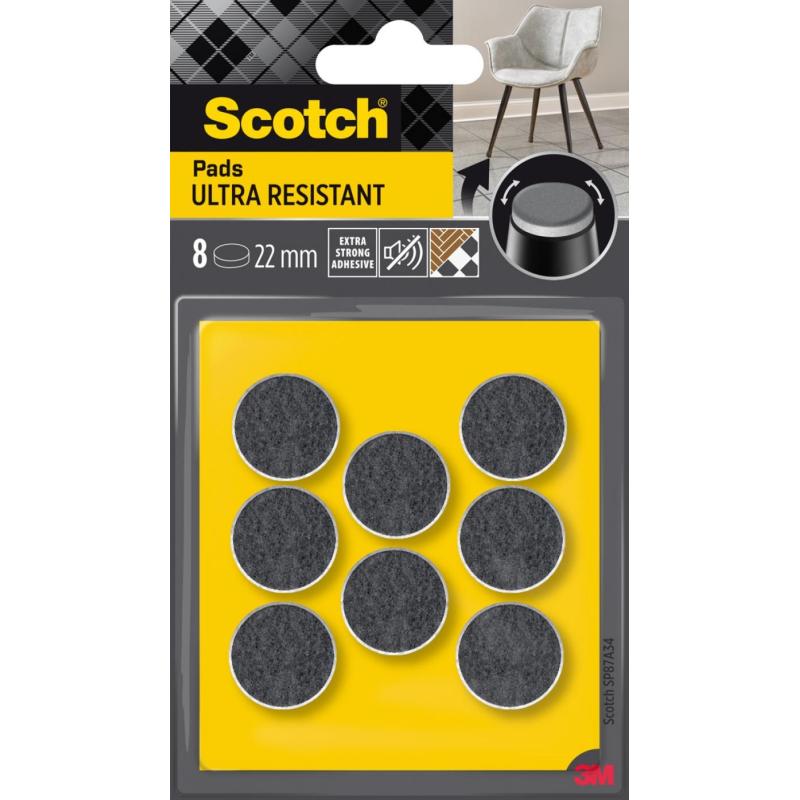 Ultra odporne podkładki filcowe SCOTCH, okrągłe, 22mm, 8 szt., czarno-białe