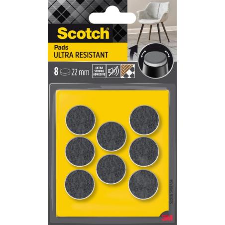 Ultra odporne podkładki filcowe SCOTCH, okrągłe, 22mm, 8 szt., czarno-białe