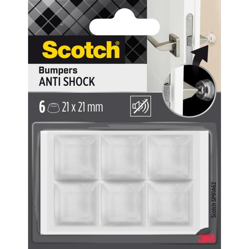 Odbojniki wygłuszające SCOTCH, samoprzylepne, kwadrat, 21x21mm, 6 szt., przezroczyste