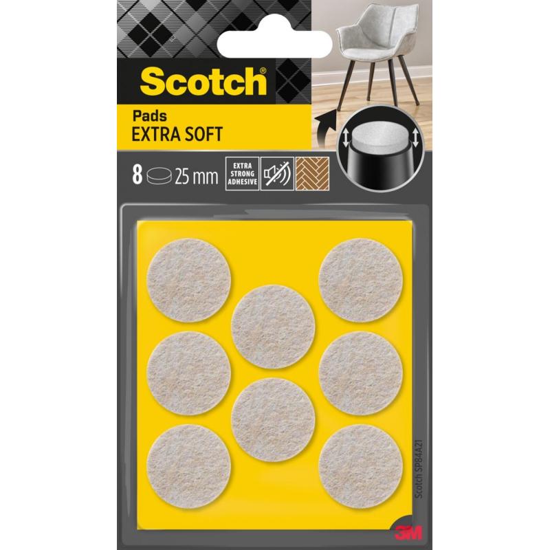 Bardzo miękkie podkładki z wełny SCOTCH, okrągłe, 25mm, 8 szt., beżowe