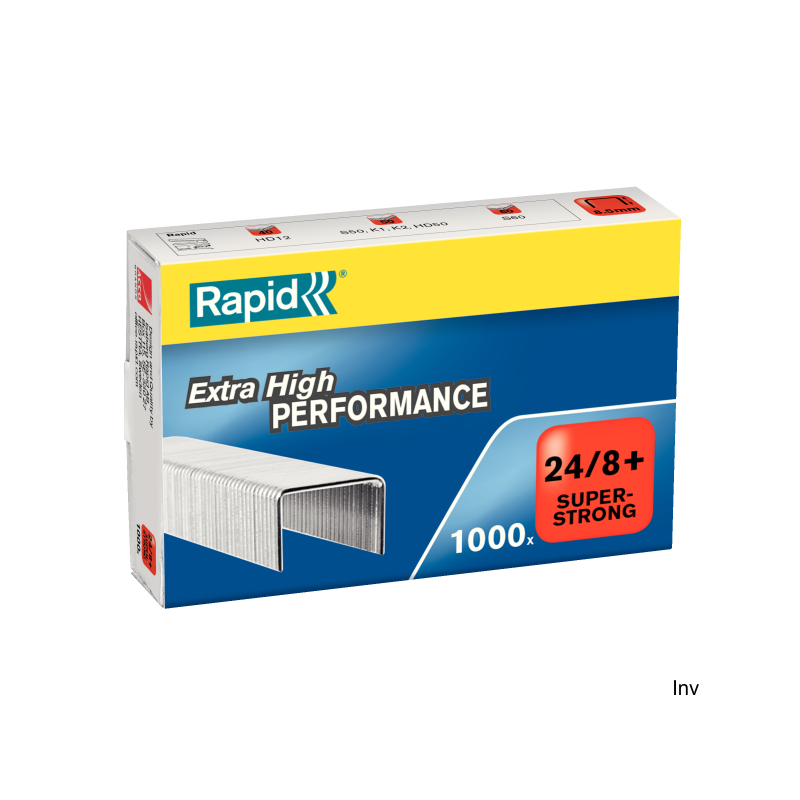 Zszywki Rapid Super Strong 24/8+, 1000 sztuk, do zszywaczy HeavyDuty, długość nóżki 8,5 mm