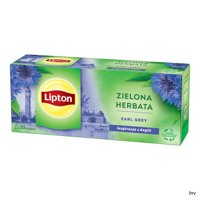 Herbata Lipton Earl Grey Green 25 torebek zielona z aromatem bławatek