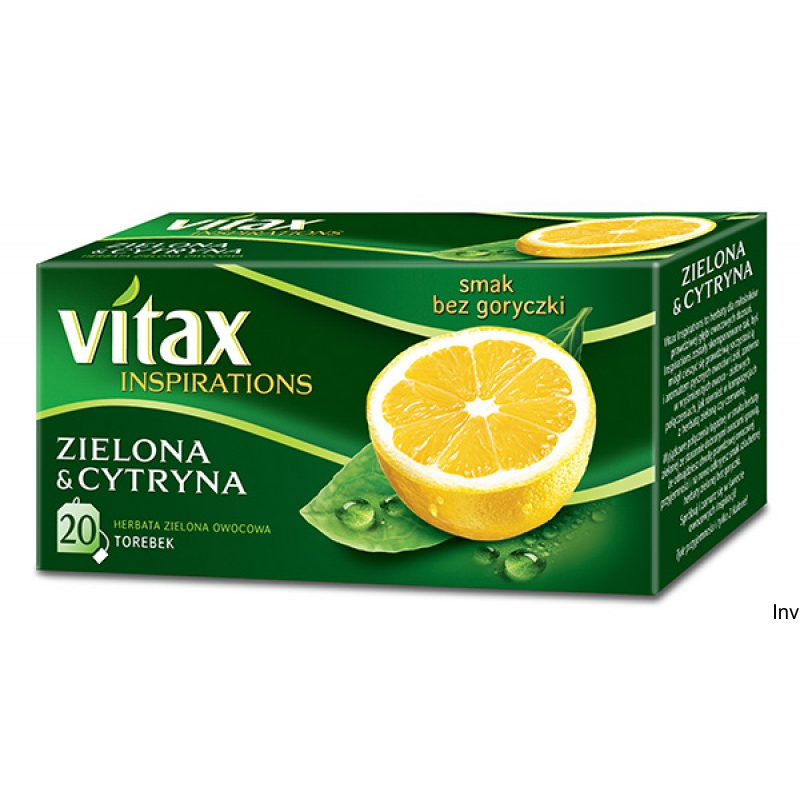 Vitax Herbata zielona z cytryną 20 saszetek 30g
