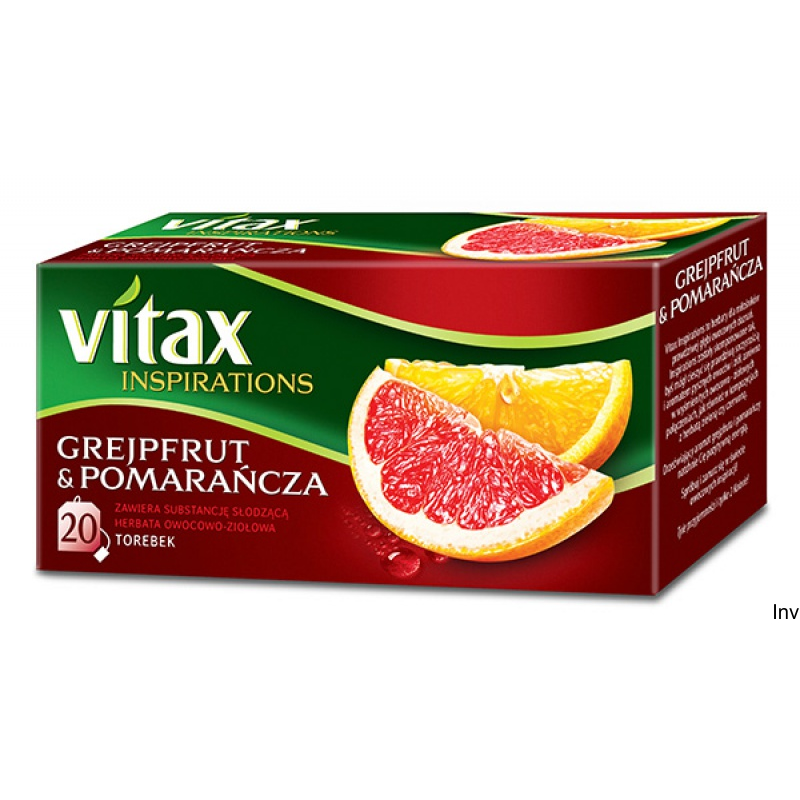 Herbata Vitax Inspirations Grejpfrut i Pomarańcza 20 torebek po 2 g