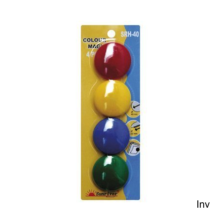 Magnesy kolorowe Argo WF-40 4 sztuki do przytwierdzania dokumentów do metalowego podłoża