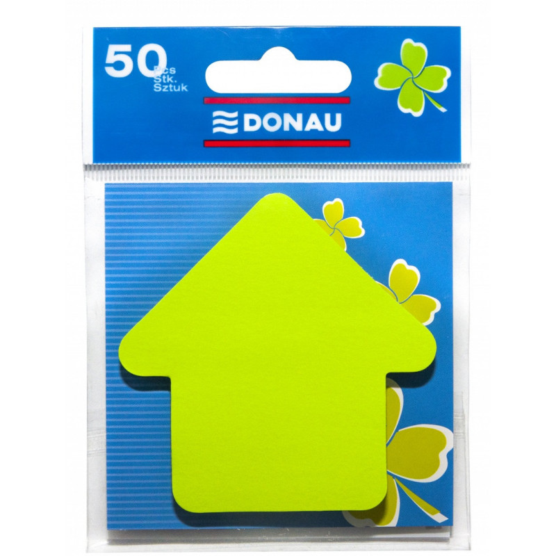 Bloczek samoprzylepny DONAU, 1x50 kart., strzałka, zawieszka, zielony