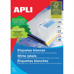 Etykiety uniwersalne APLI, 70x50,8mm, prostokątne, białe 100 ark.