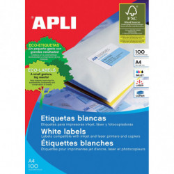 Etykiety uniwersalne APLI, 52,5x29,7mm, prostokątne, białe 100 ark.