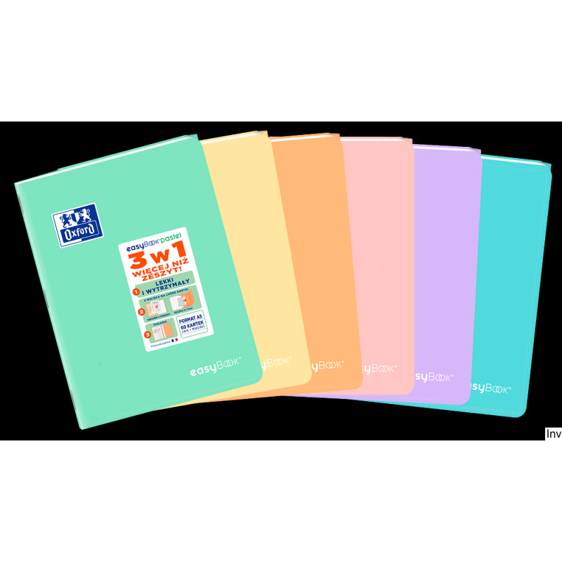 Zeszyt Oxford PP Easybook pastel A5 60 kartek 90g linia z marginesem