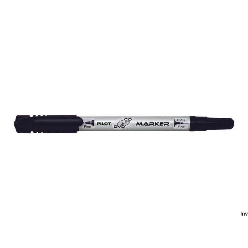 Marker dwustronny do płyt CD/DVD Pilot czarny 0,70 mm i 0,40 mm, opakowanie 1 sztuka