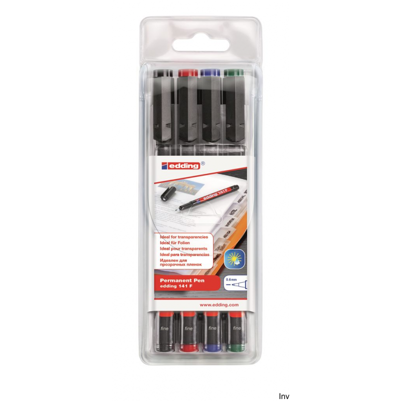 Edding foliopis 0,6 mm okrągła końcówka 4 sztuki w kolorach do markerów OHP