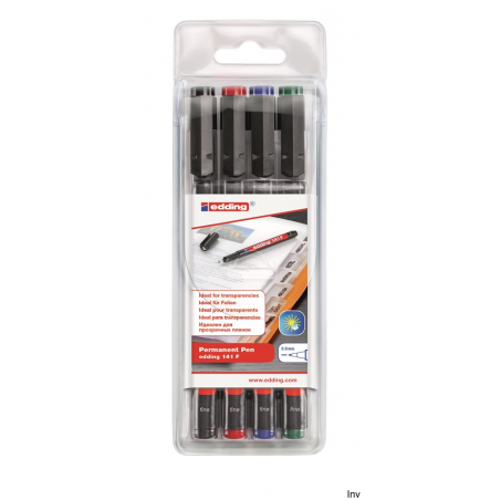 Edding foliopis 0,6 mm okrągła końcówka 4 sztuki w kolorach do markerów OHP