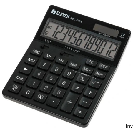 Eleven kalkulator biurowy SDC333XBK z dużym wyświetlaczem LCD i ergonomicznymi klawiszami