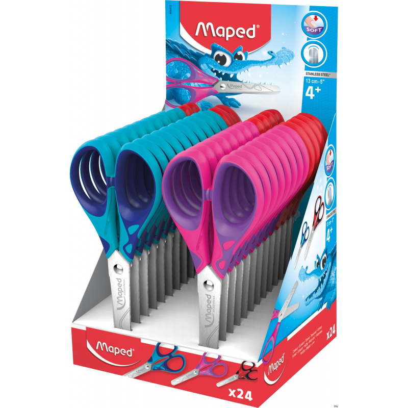 Nożyczki szkolne Maped ESSENTIALS SOFT 13 cm z zaokrąglonymi końcami, mix kolorów, 24 sztuki