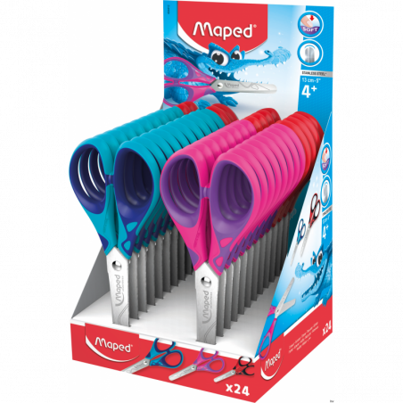 Nożyczki szkolne Maped ESSENTIALS SOFT 13 cm z zaokrąglonymi końcami, mix kolorów, 24 sztuki