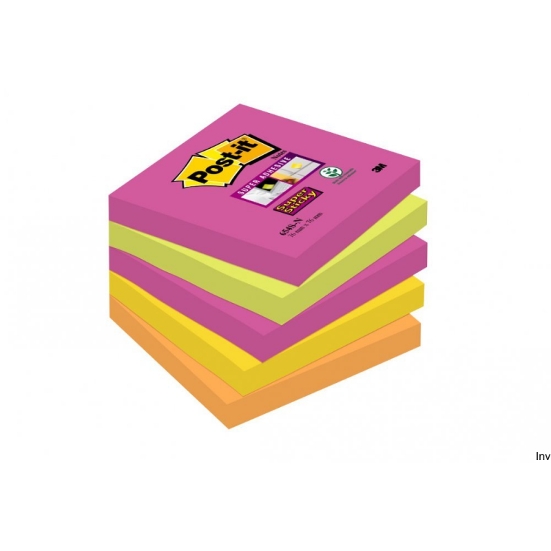 Post-It 3M Bloczki samoprzylepne Super Sticky Kapsztad 76x76 mm neonowe 5 sztuk po 90 kartek