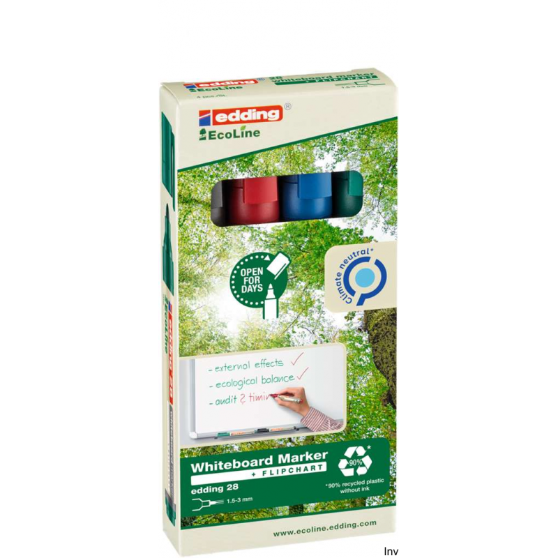 Edding marker ekologiczny do tablic suchościeralnych 4 kolory 1,5-3 mm