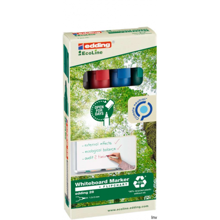 Edding marker ekologiczny do tablic suchościeralnych 4 kolory 1,5-3 mm