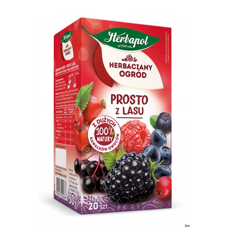 Herbata owocowa Herbapol Prosto z Lasu 20 torebek - smak owoców leśnych, 100% naturalne składniki