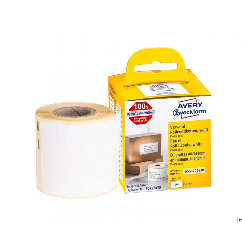 Etykiety wysyłkowe Avery Zweckform 54x101 mm, białe, 110 sztuk w rolce do termodruku