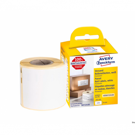 Etykiety wysyłkowe Avery Zweckform 54x101 mm, białe, 110 sztuk w rolce do termodruku