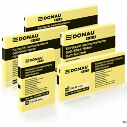 Donau Bloczek ECO 76x76 mm 100 sztuk jasnożółty 70 gsm z klejem usuwalnym wodą