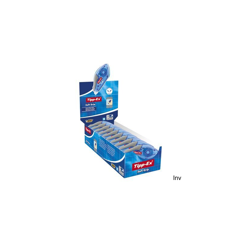 Korektor w taśmie Tipp-Ex Soft Grip 10m x 4,2mm z gumowym uchwytem dla prawo- i leworęcznych