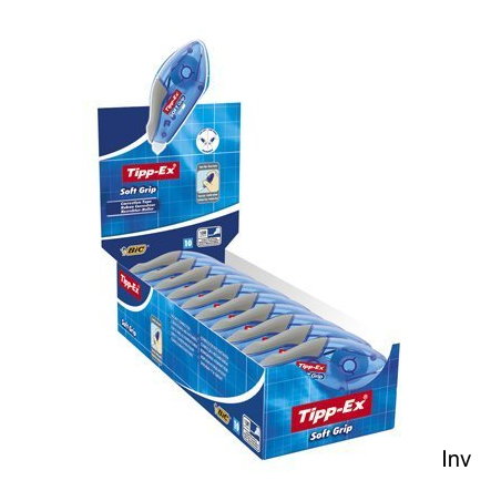 Korektor w taśmie Tipp-Ex Soft Grip 10m x 4,2mm z gumowym uchwytem dla prawo- i leworęcznych