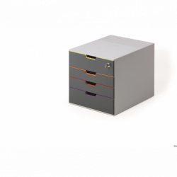 Pojemnik Durable VARICOLOR z 4 szufladkami do dokumentów A4 i C4, kolorowe obramowanie, antypoślizgowe nóżki