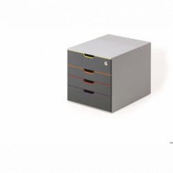 Pojemnik Durable VARICOLOR z 4 szufladkami do dokumentów A4 i C4, kolorowe obramowanie, antypoślizgowe nóżki