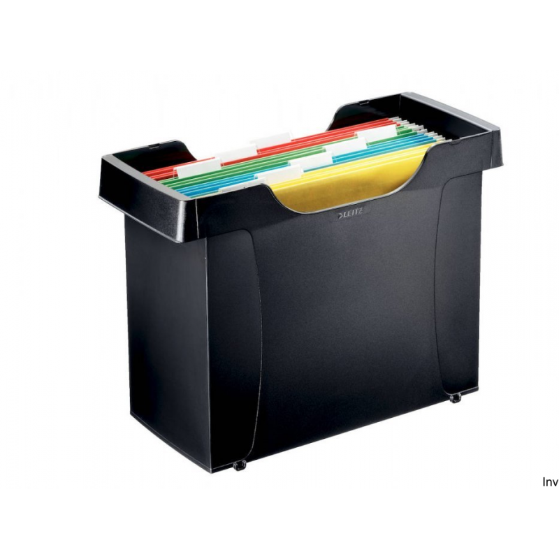 Kartoteka Leitz Plus na teczki zawieszane A4, czarna, z 8 teczkami i etykietami