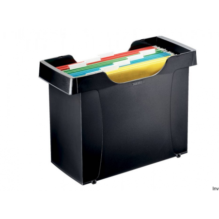 Kartoteka Leitz Plus na teczki zawieszane A4, czarna, z 8 teczkami i etykietami