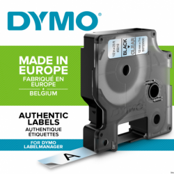 Taśma Dymo D1 12 mm x 7 m czarna przezroczysta do drukarek etykiet