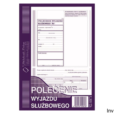 Polecenie wyjazdu służbowego 505-3 A5 40 kartek Michalczyk i Prokop