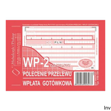 Polecenie przelewu A6 80 kartek Michalczyk i Prokop