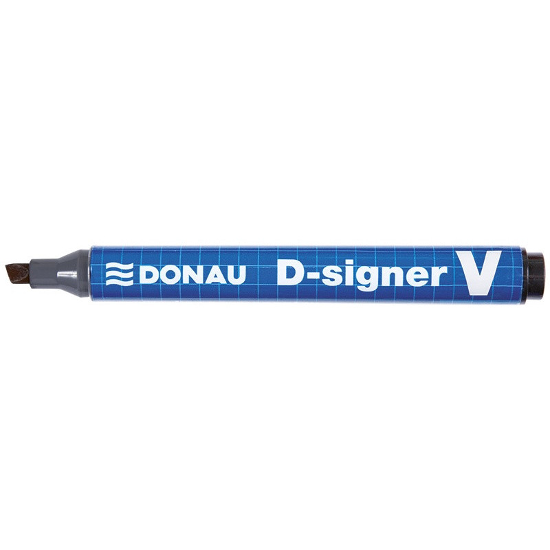 PAKIET Marker permanentny DONAU D-Signer V, ścięty, 1-4mm (linia), czarny