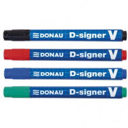 PAKIET Marker permanentny DONAU D-Signer V, ścięty, 1-4mm (linia), czarny