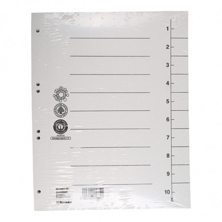 PAKIET Przekładka DONAU, karton, A4, 235x300mm, 1-10, 1 karta, biała