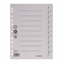 PAKIET Przekładka DONAU, karton, A4, 235x300mm, 1-10, 1 karta, szara