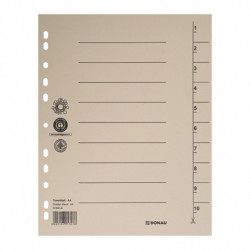 PAKIET Przekładka DONAU, karton, A4, 235x300mm, 1-10, 1 karta, jasnobrązowa